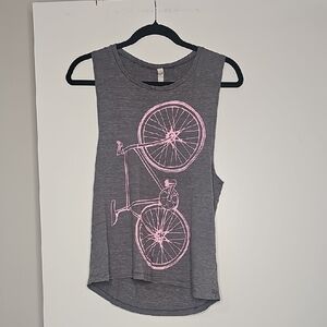 Bella Canvas Gray Top with Pink Bicycle Design
